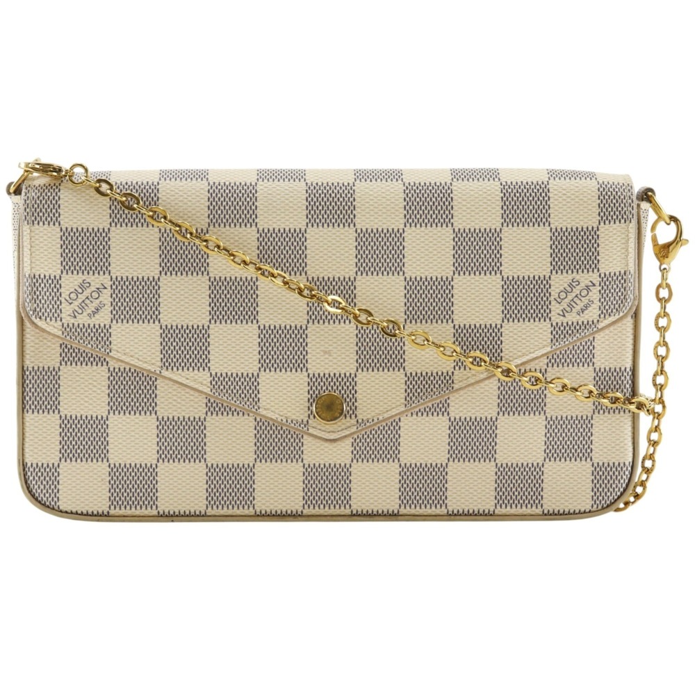 Louis Vuitton Pochette Felice Shoulder Bag 2-Way Clutch N40491 Damier Azur Ca...